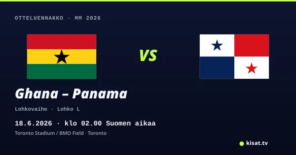 Ghana – Panama otteluennakko, MM 2026, 18.6.2026 klo 02.00 Suomen aikaa