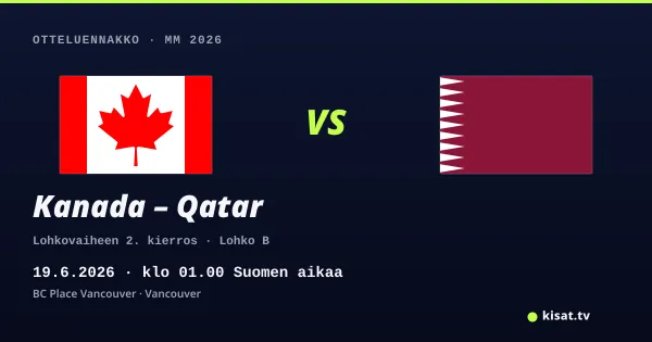 Kanada – Qatar otteluennakko, MM 2026, 19.6.2026 klo 01.00 Suomen aikaa