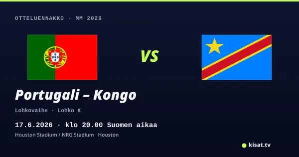 Portugali – Kongo otteluennakko, MM 2026, 17.6.2026 klo 20.00 Suomen aikaa
