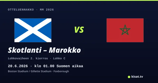 Skotlanti – Marokko otteluennakko, MM 2026, 20.6.2026 klo 01.00 Suomen aikaa