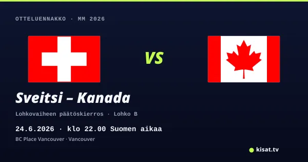 Sveitsi – Kanada otteluennakko, MM 2026, 24.6.2026 klo 22.00 Suomen aikaa